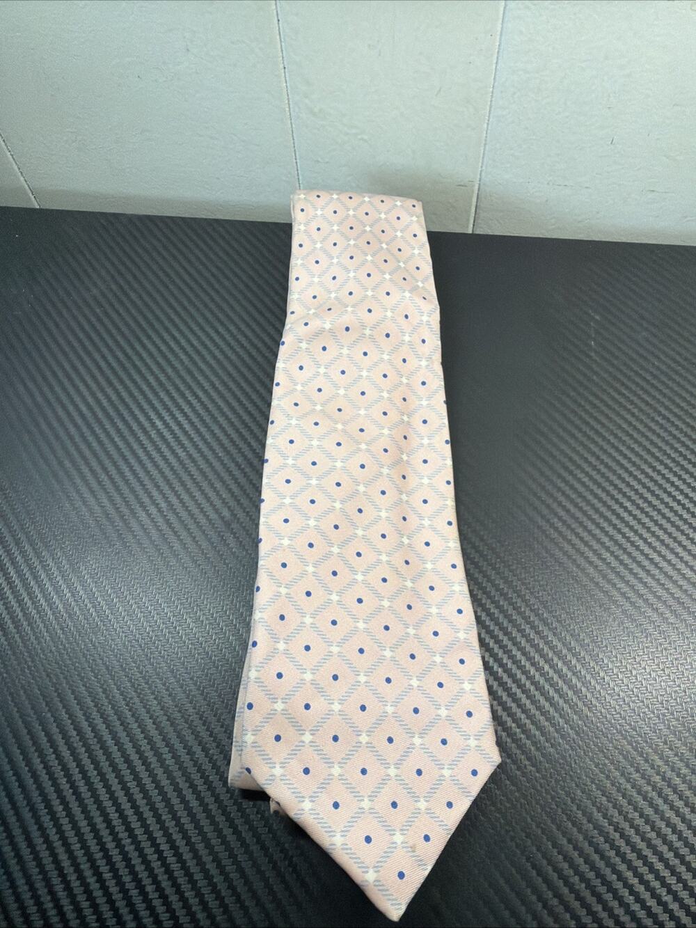 Men’s Turnbull & Asser 100% Silk Tie Blue Pink Polka Dots Handmade in England J2